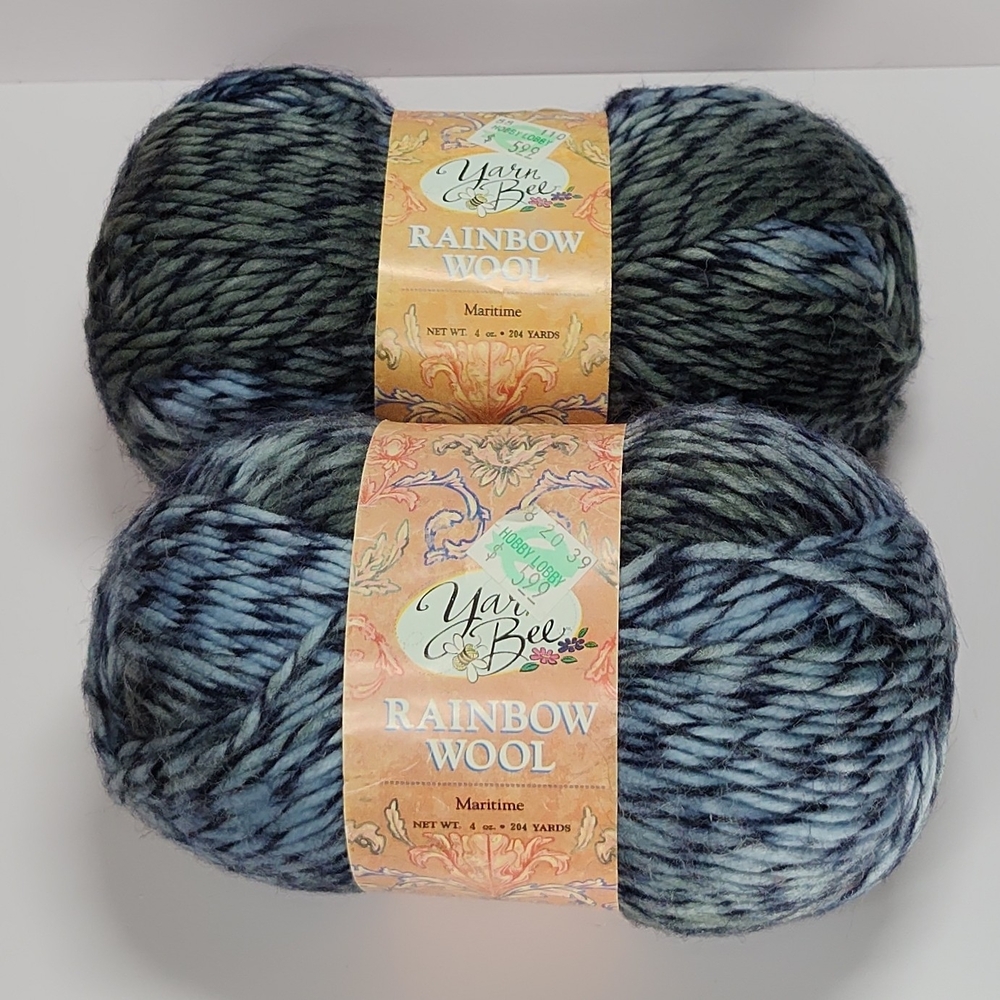 Yarn Bee Rainbow Wool Yarn 2 Skeins in Maritime